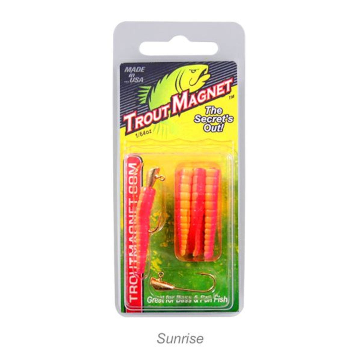 Packaging Image of the Leland Lures Trout Magnet in Sunrise.