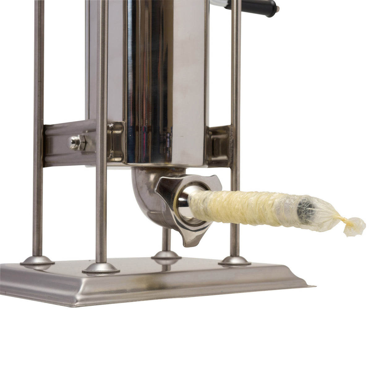 In use image of the LEM 21mm Smoked Collagen Casing 14 lbs, 2 Pack.
