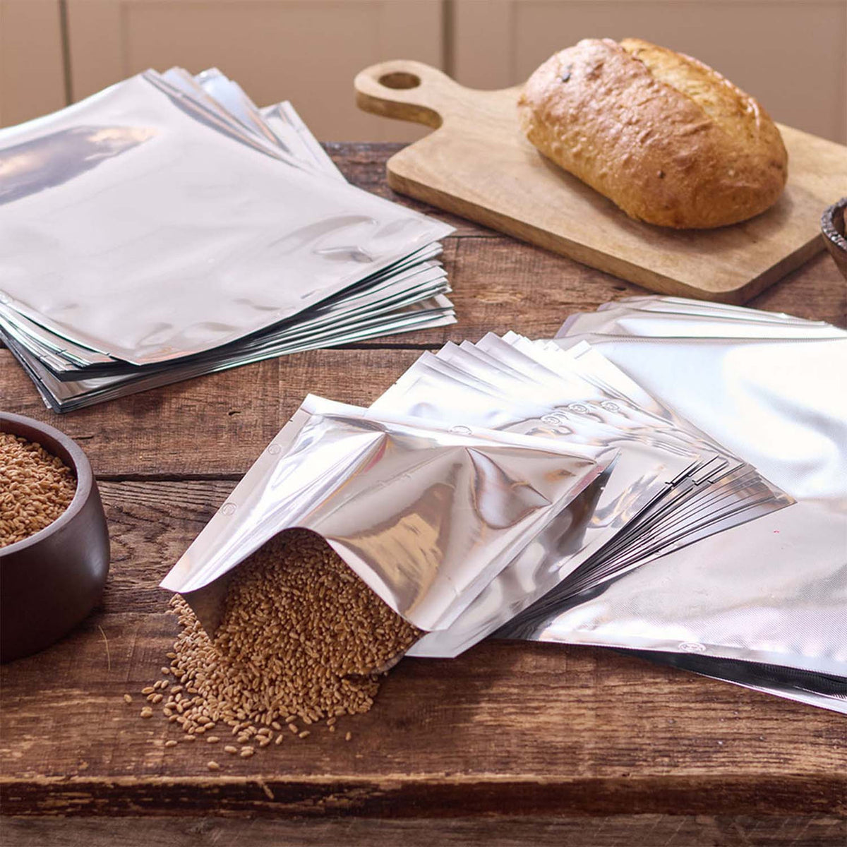 Table view image of the LEM MaxVac Pro Mylar Bags 11" x 13", 50 Count.