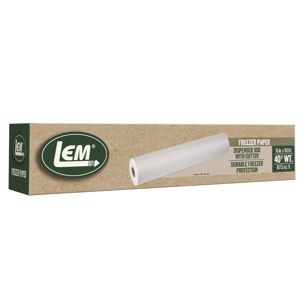 Image of the LEM Freezer Paper 15"x150' with built in Cutter Box.