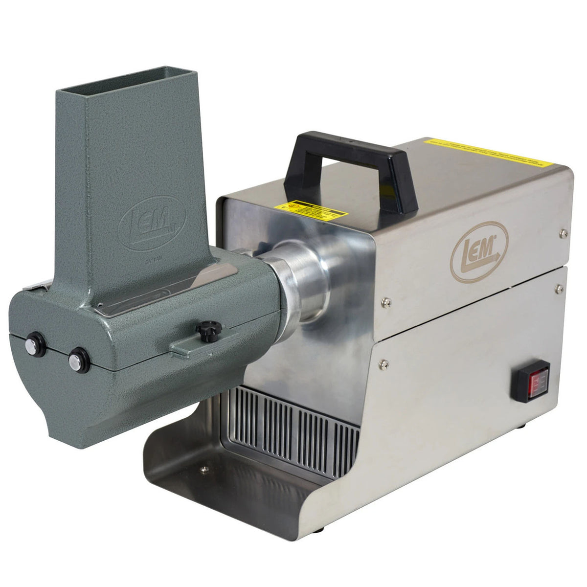 Tilted image of the LEM BigBite 2 in 1 Jerky Slicer/Tenderizer Attachment for Grinder.