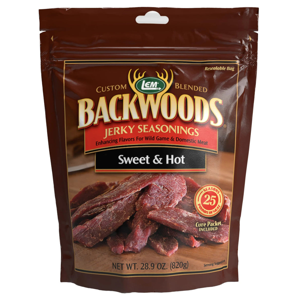 Image of the LEM Backwoods Sweet & Hot Jerky Seasoning for 25 Lbs.