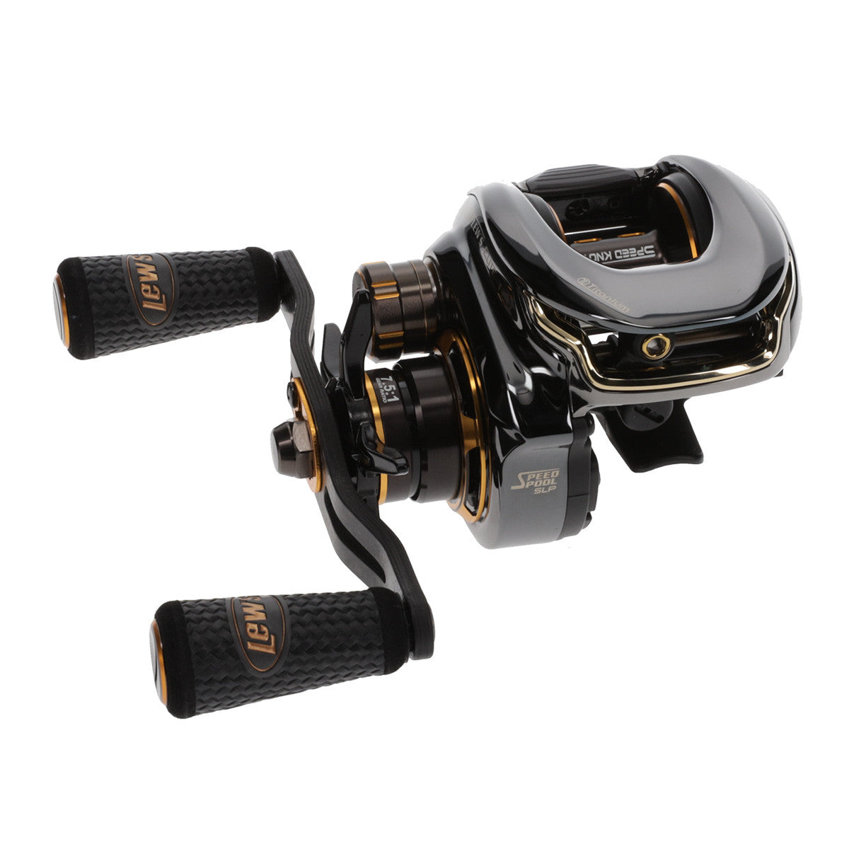 Lews Team Lew's Elite Ti Baitcast Reel, Right Hand Angled Image