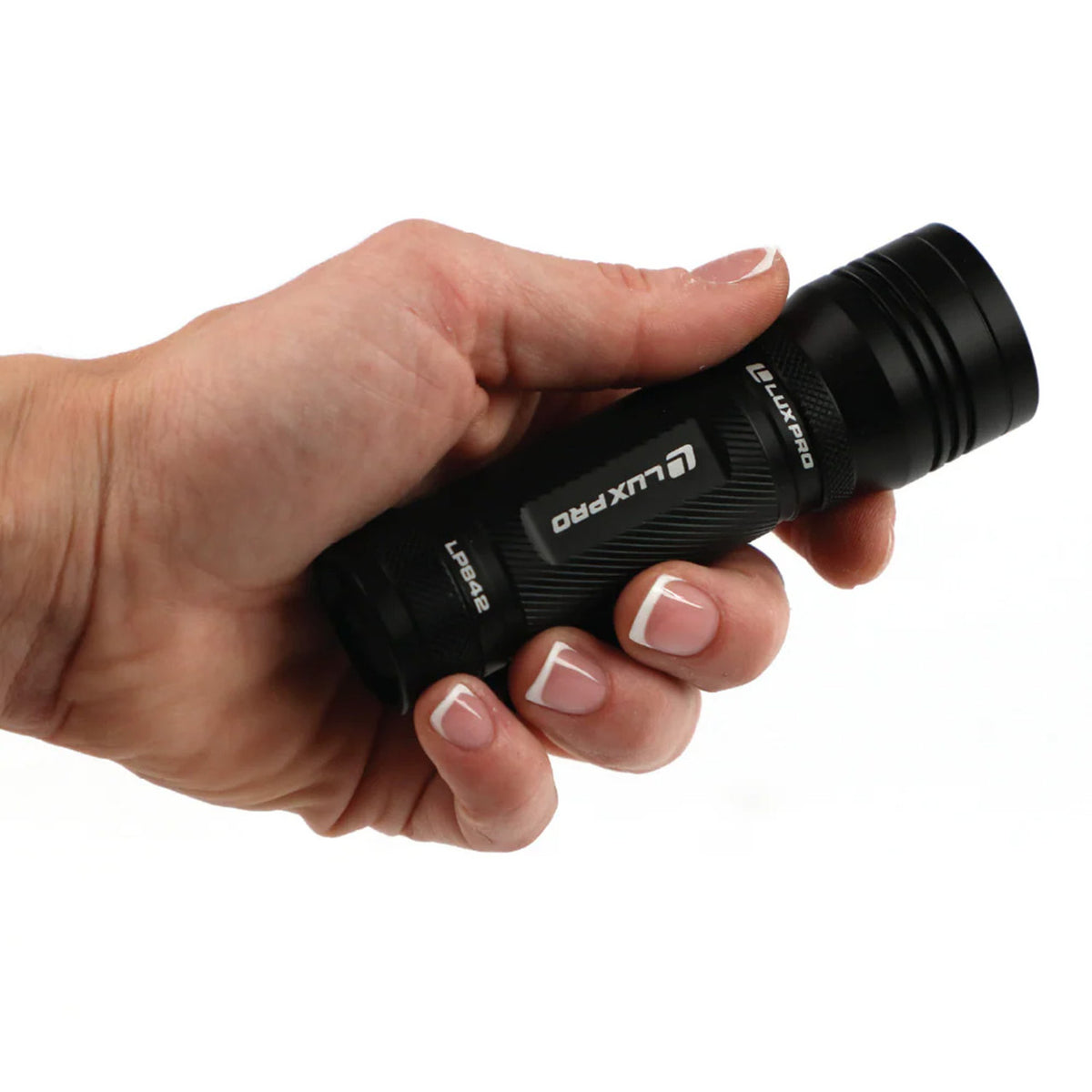 Held image of the Luxpro Handheld Focus Flashlight.