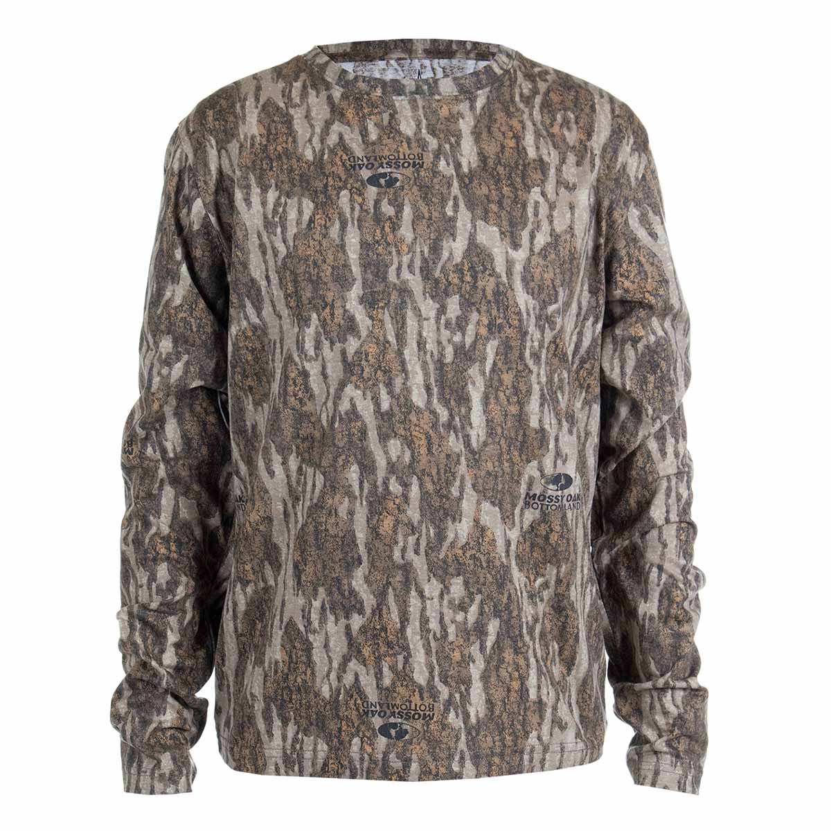 Habit Youth Bear Cave Camo Long Sleeve Tee Image in Mossy Oak Bottomland