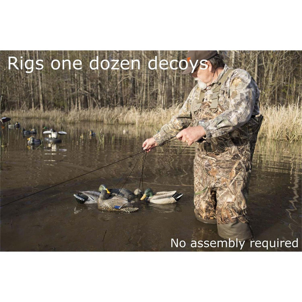 No Assembly Image of the Mojo Outdoors Jerk a Spreader Duck Decoy String System.