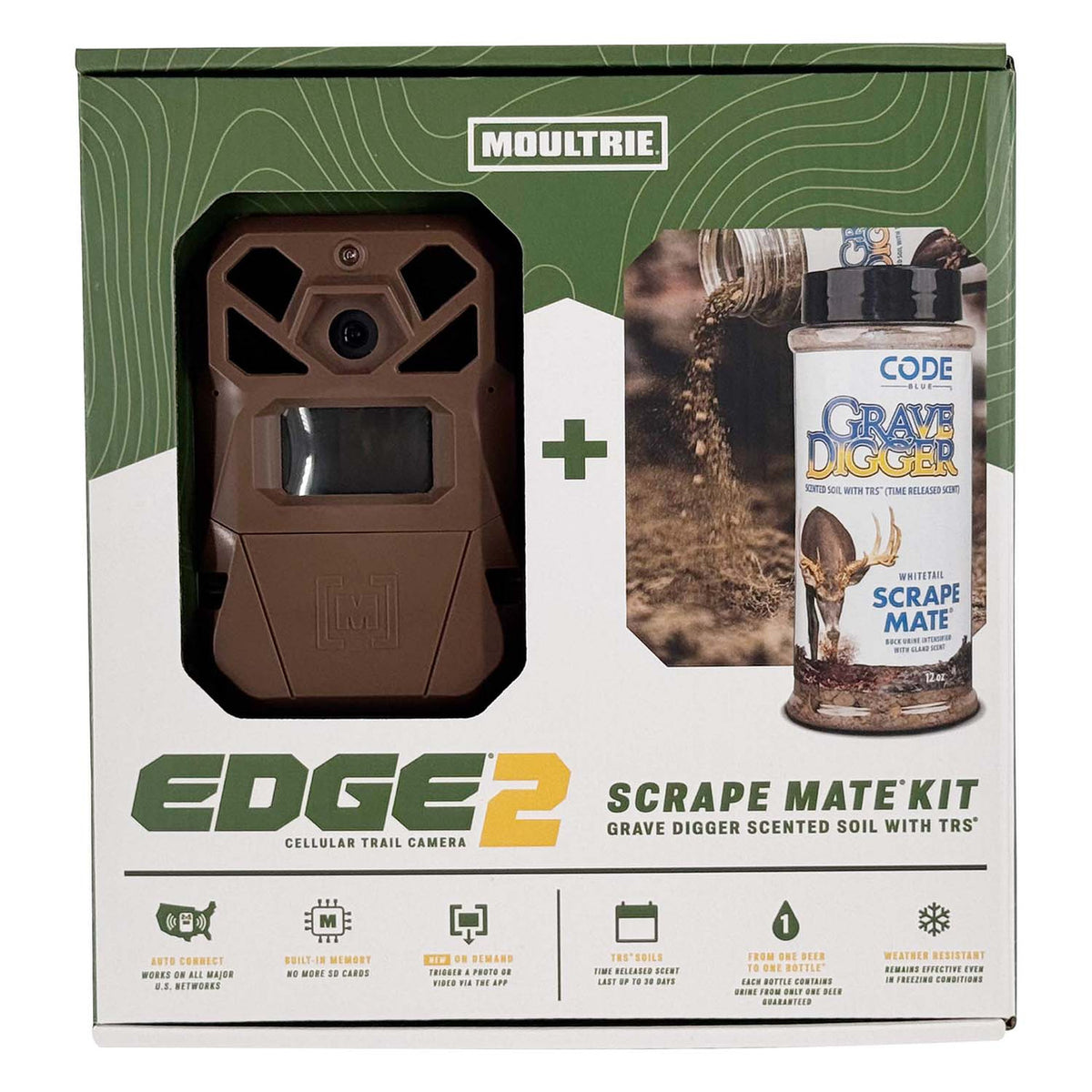 Moultrie Edge 2 Cellular Trail Camera + Grave Digger Scrape Mate Kit Main Image