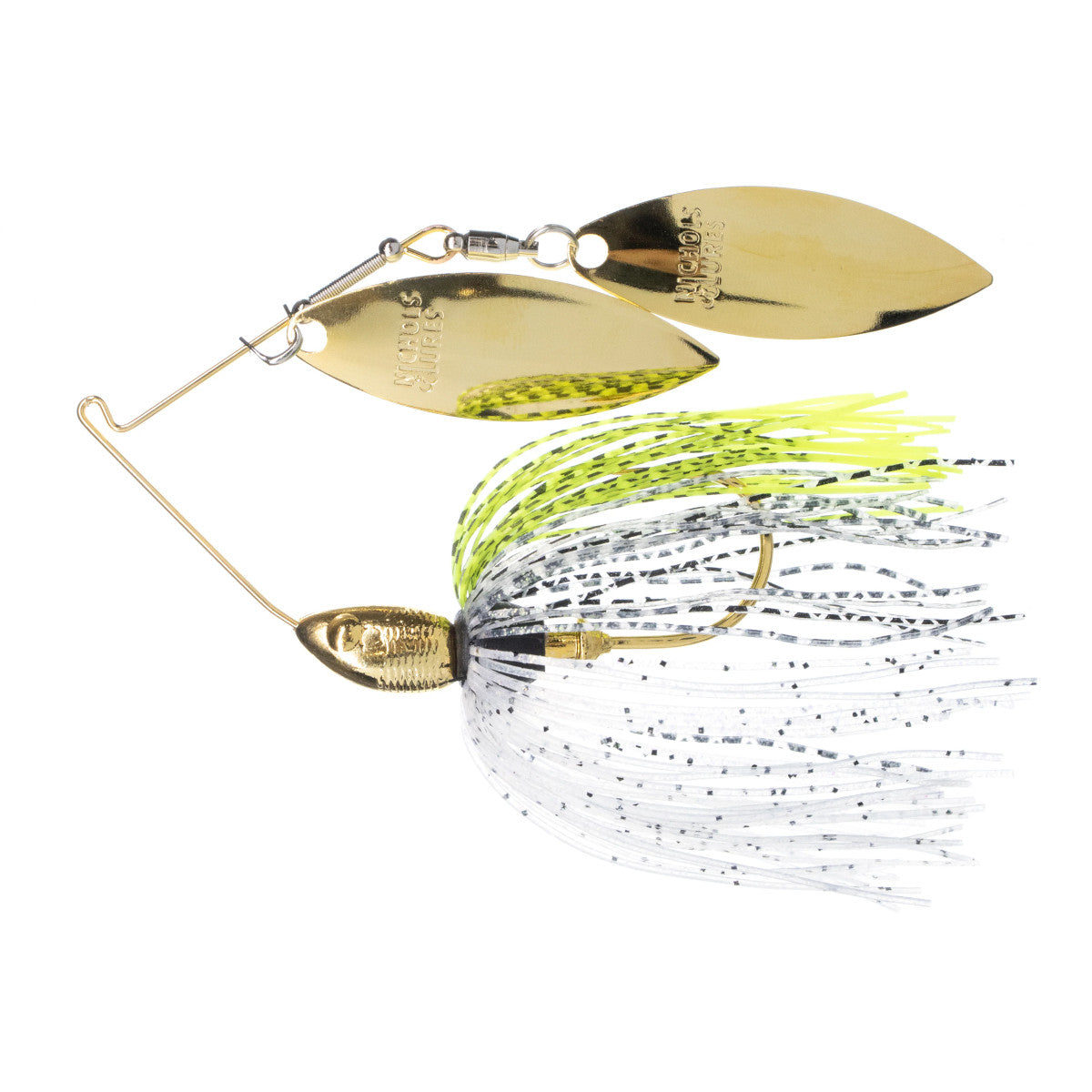 Image of the Nichols Lures Double Willow Catalyst Spinnerbait in Chartruse Shiner