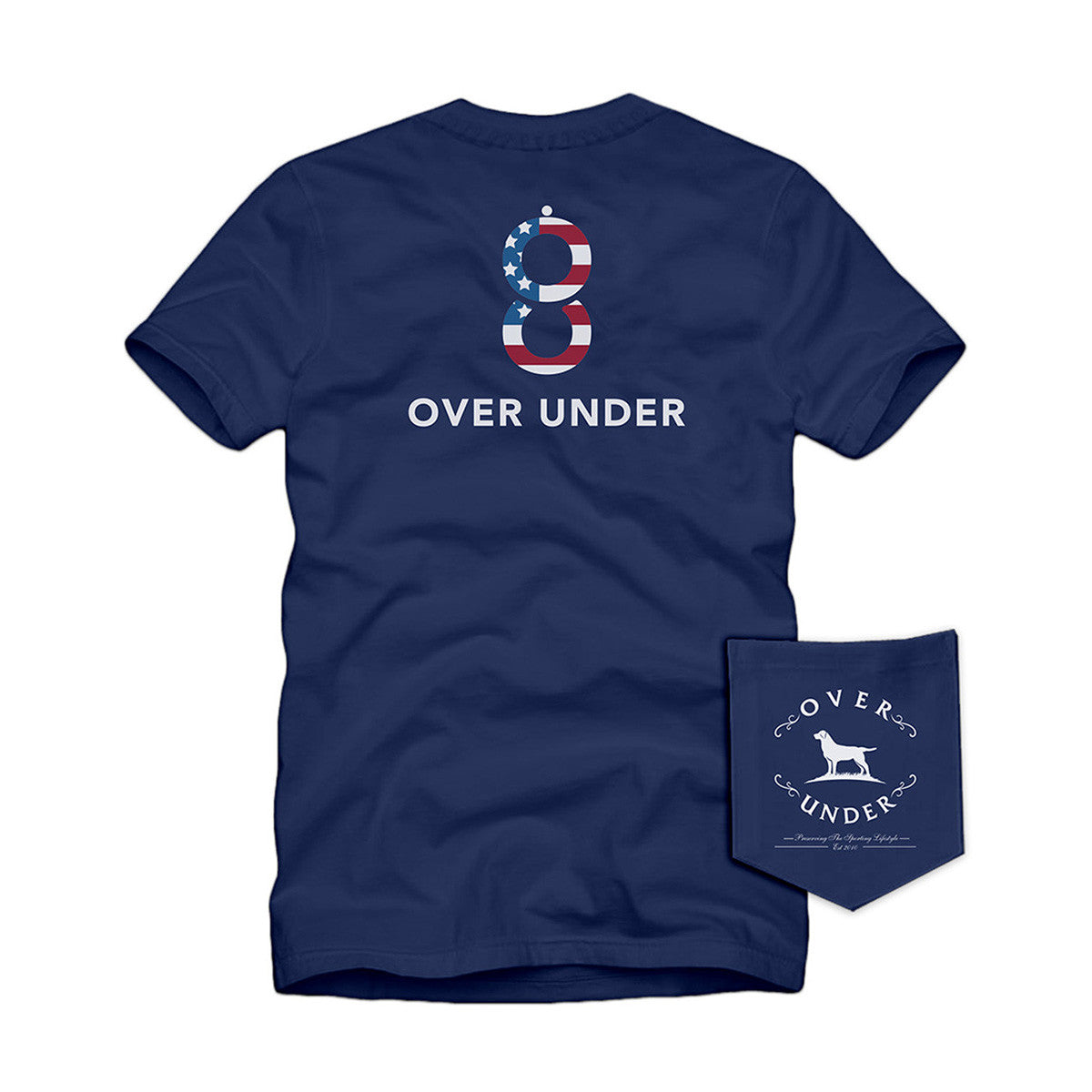 Over Under Double Barrel Flag Short-Sleeve T-Shirt Image in Navy