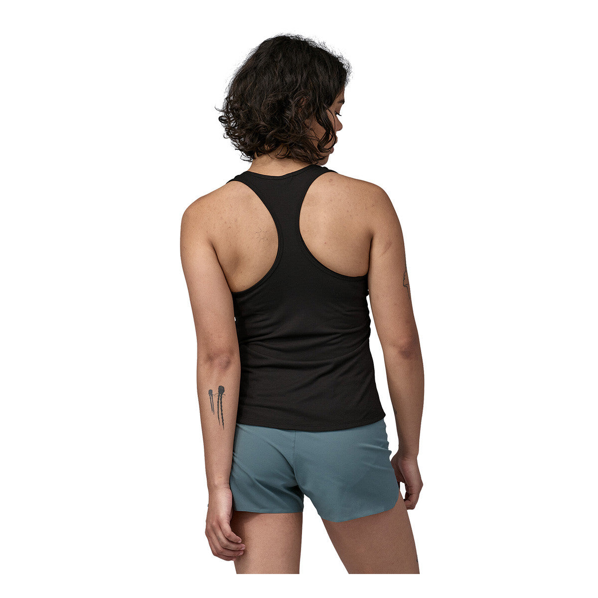 Patagonia Women's Capilene Cool Trail Tank Back Model Image in Black