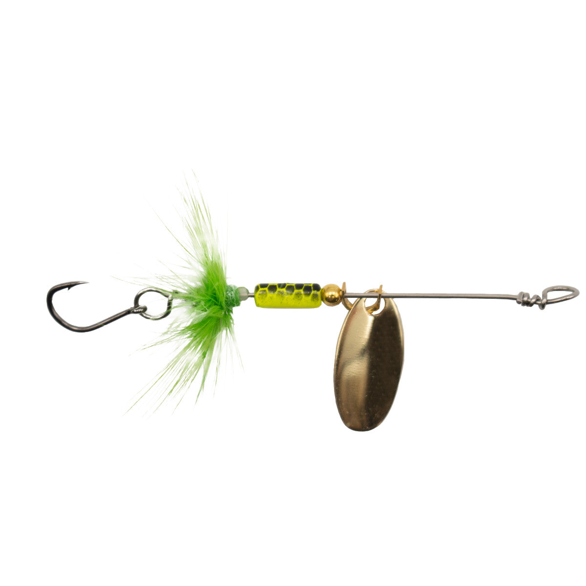 Rogers Beeline Spinner with Gold Single Hook Image in Charteuse
