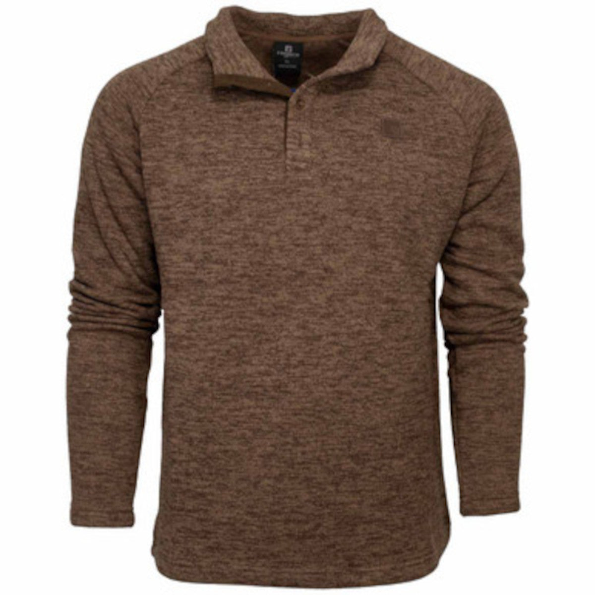 Rogers Classic 4 Button Henley Fleece Sweater Image in Brown.