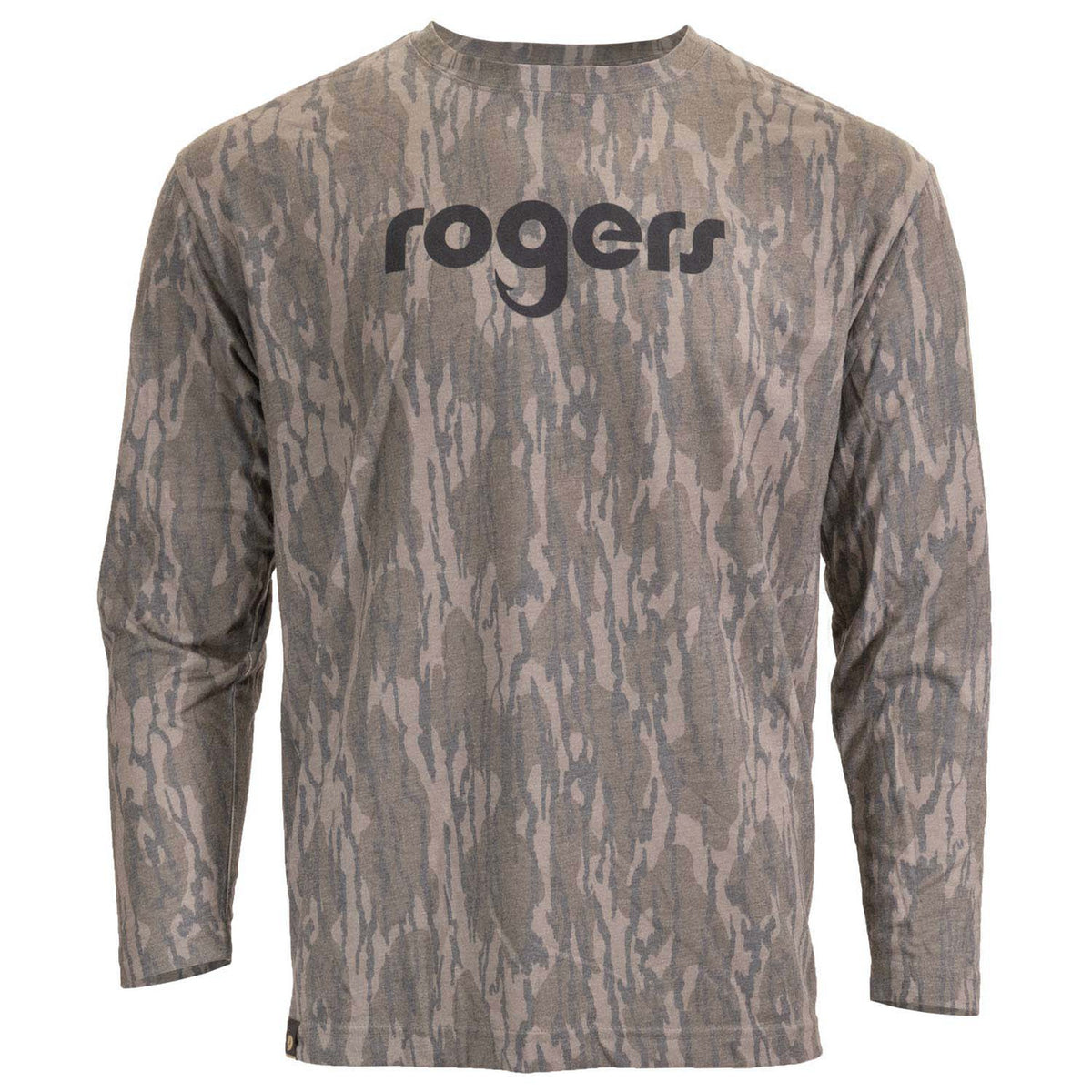 Image of the Rogers Logo Washed Out Long Sleeve Tee in Mossy Oak Original Bottomland