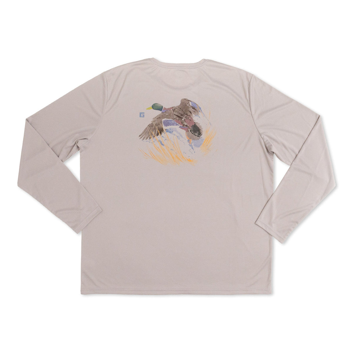 Back Image of Rogers Watercolor Mallard Management Long Sleeve Tee.