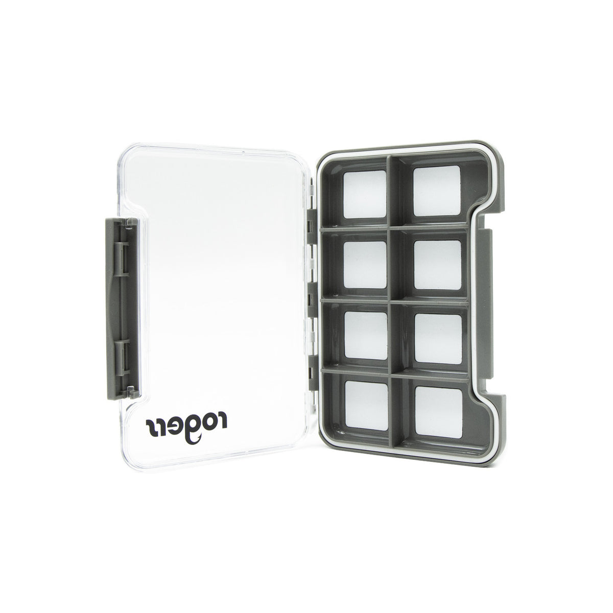 Opened Image of the Rogers Elite Slim Medium Fly Box with Magnetic Back.