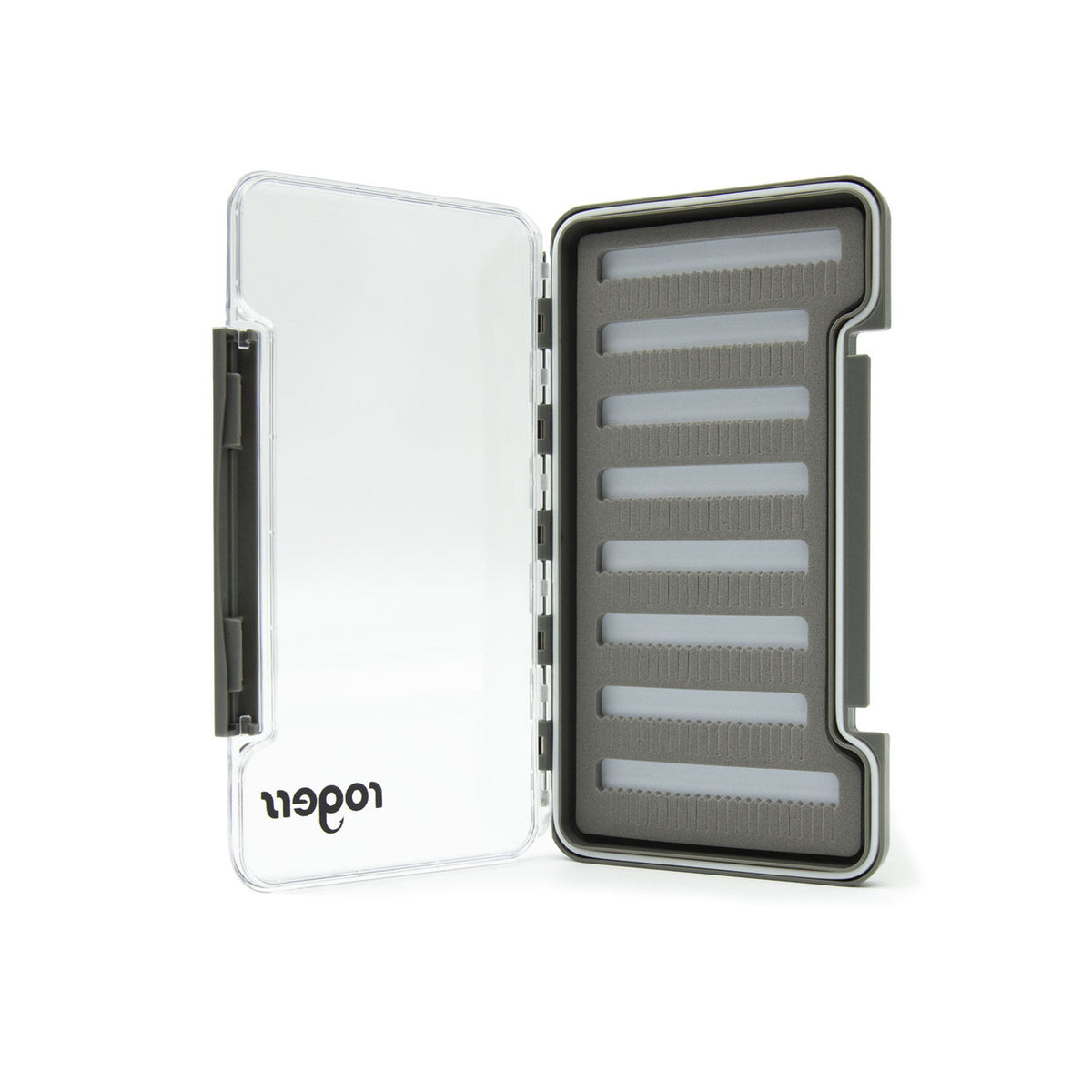 opened image of Rogers Elite Slim Large Fly Box with Slit Foam.