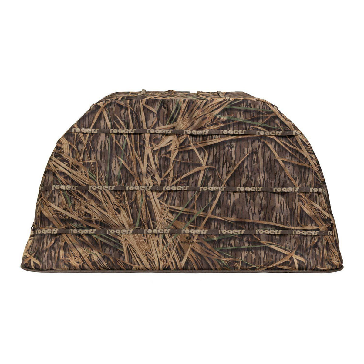 Side image of the Rogers Pooch Palace XL Dog Blind, Mossy Oak Original Shadowgrass.