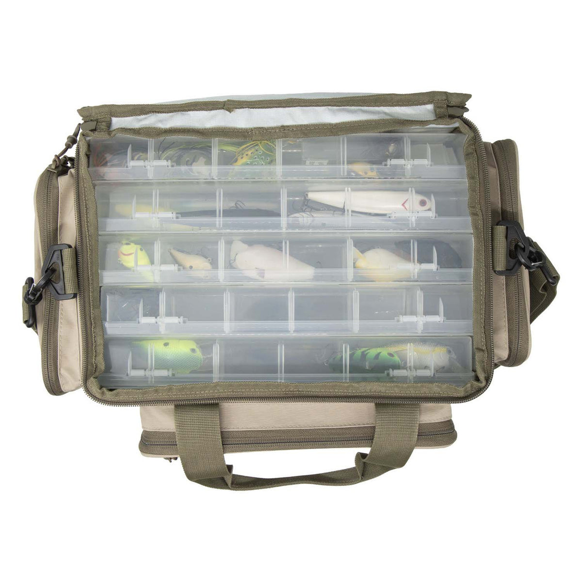 inside filled image of Rogers Elite Tackle Bag.
