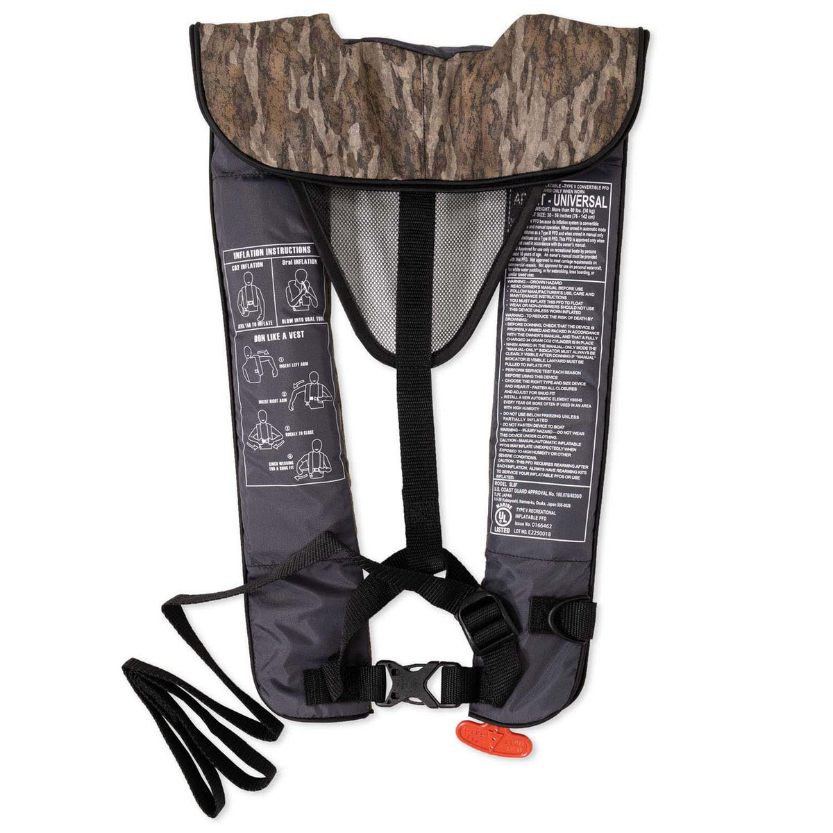 Back image of the Rogers Auto/Manual Inflatable Life Vest.