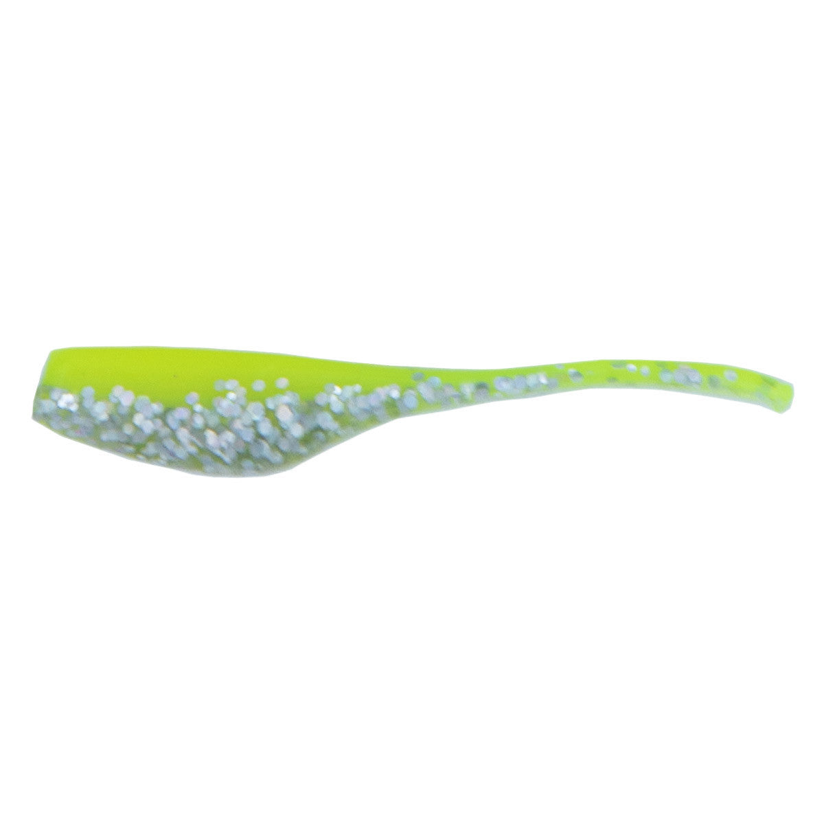 Rogers Sporting Goods 2" Sly Shad Fishing Bait Image in Chartreuse Silver Sparkle Red-Chartreuse Pepper Sparkle