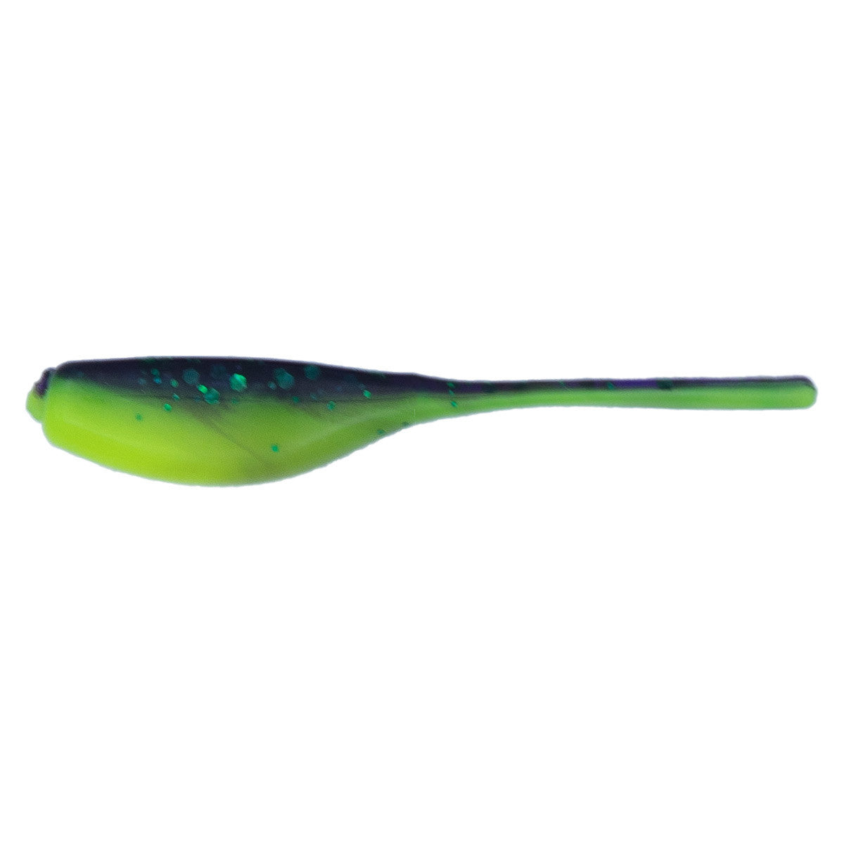 Rogers Sporting Goods 2" Sly Shad Fishing Bait Image in Junebug Chartruese Red-Chartreuse Pepper Sparkle