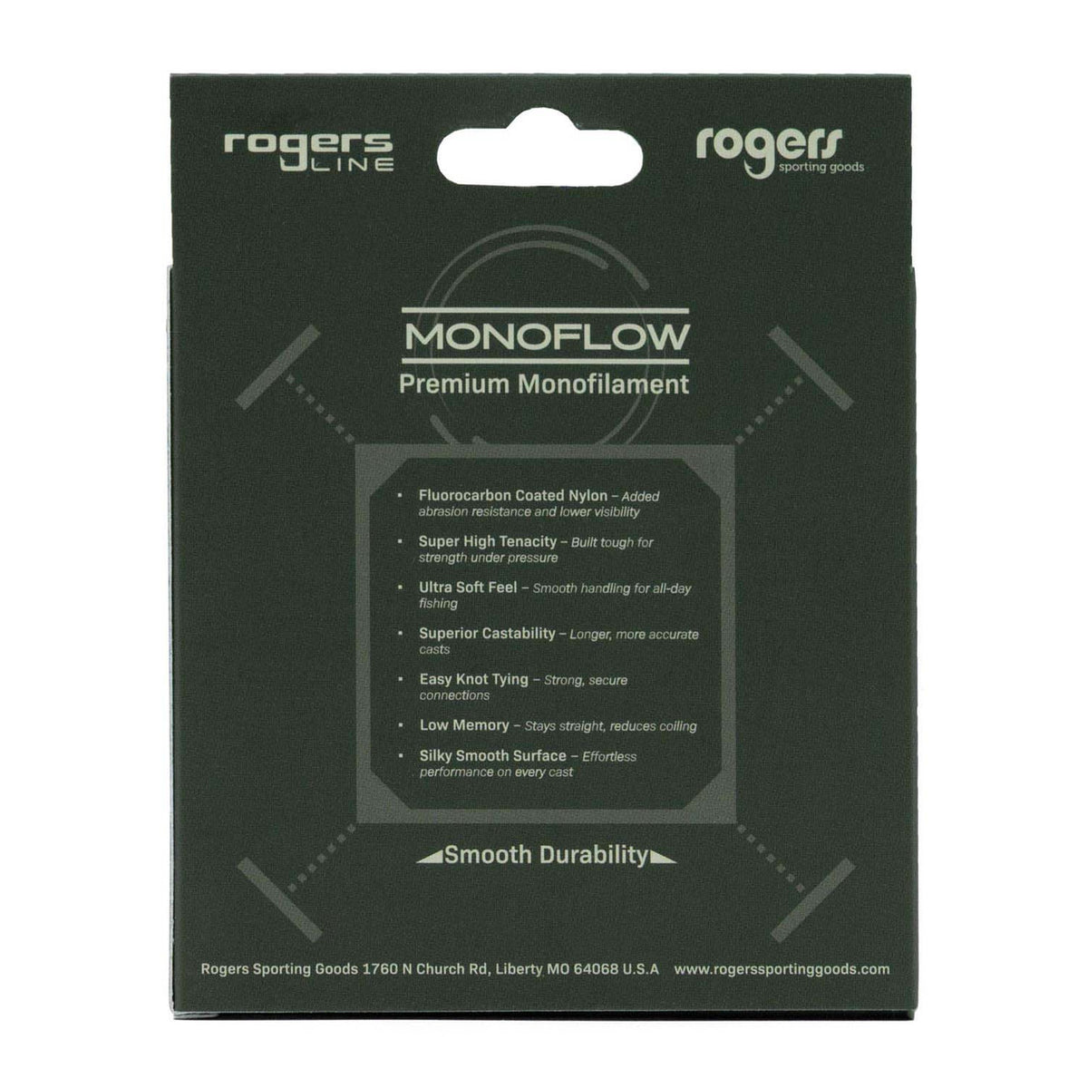 Back image of the Rogers Monoflow Premium Monofilament, Green.
