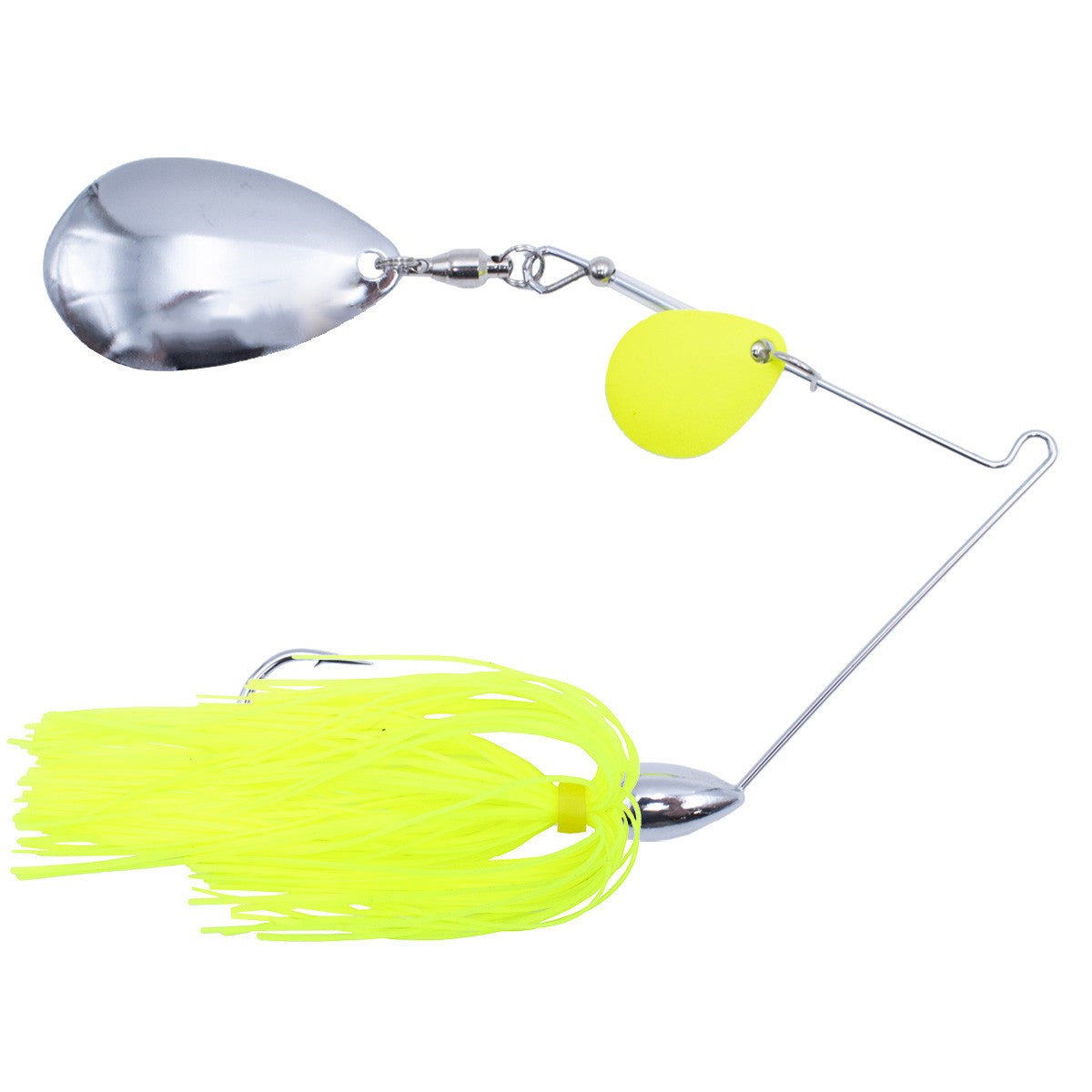 image of Rogers Colorado Indy GO-2 Spinnerbait, Painted Blades in Silver Painted Charteuse.