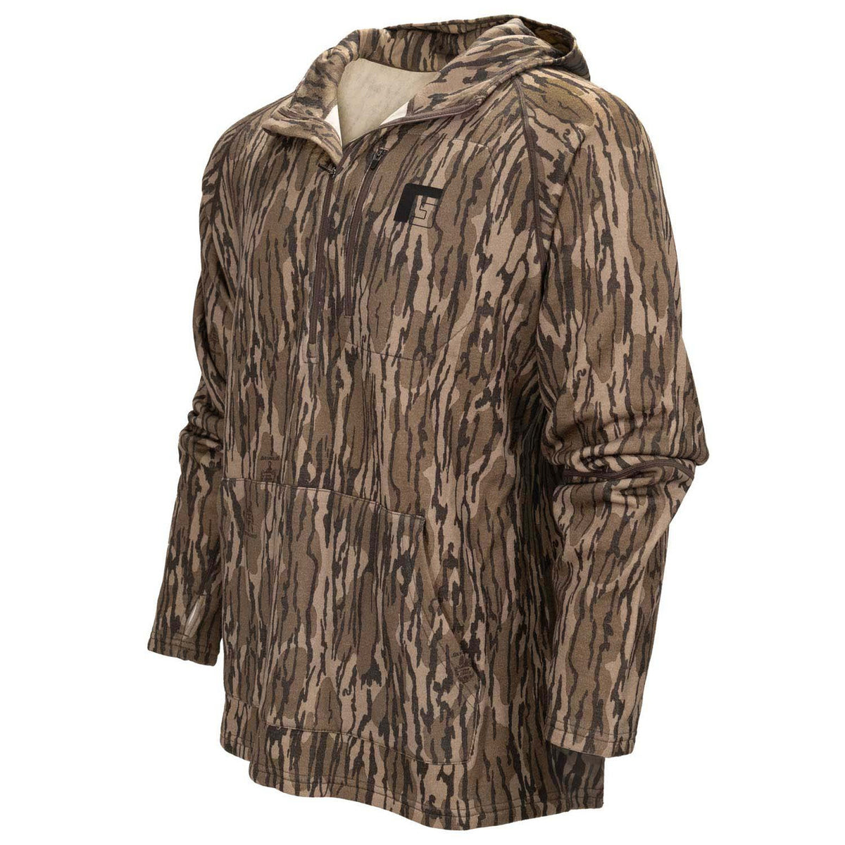 Side image of Rogers Sporting Goods Biome 350 Camo 1/2 Zip Hoodie.