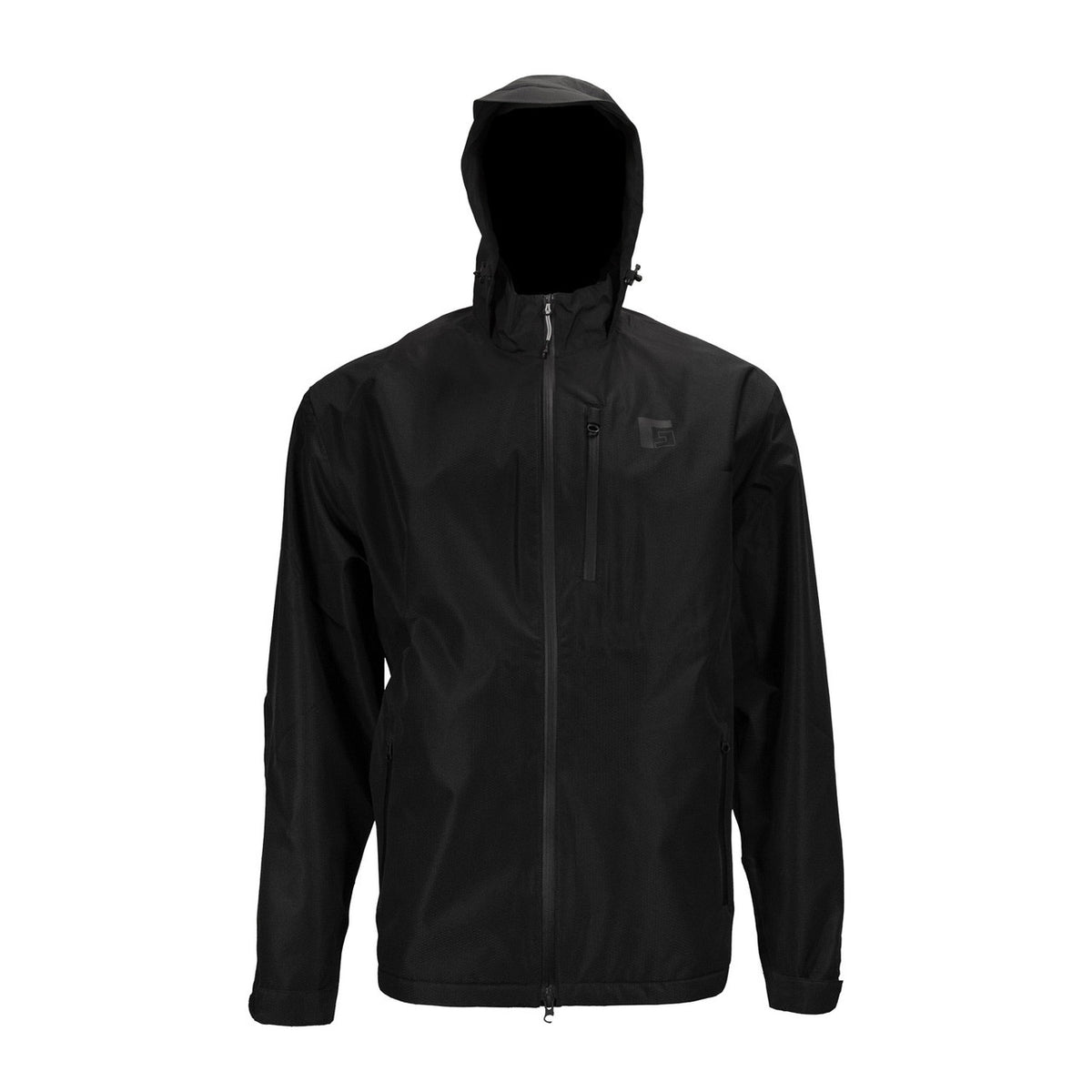 hood up image of Rogers Sporting Goods Storm Stopper Rain Shell in Black.