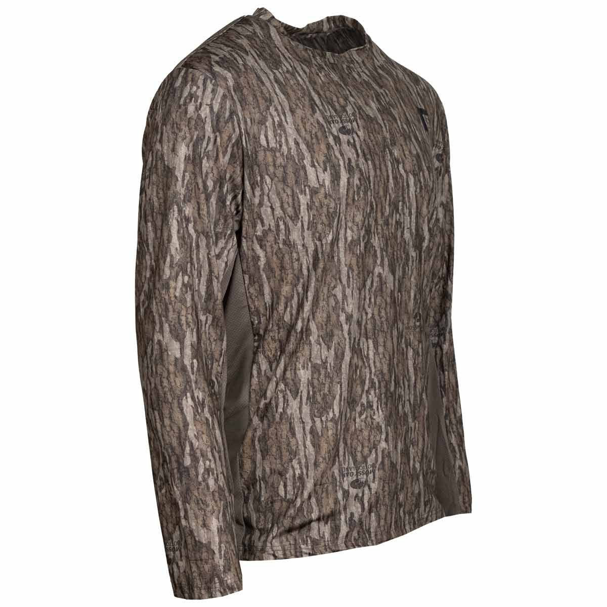 Image of Rogers Elite Chill Long Sleeve Tee with Bug Protection in Mossy Oak Bottomland Quarter View