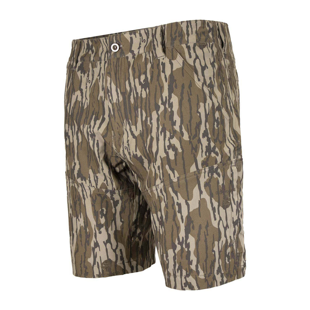 side angled image of Rogers Sporting Goods Camo Drift Shorts.
