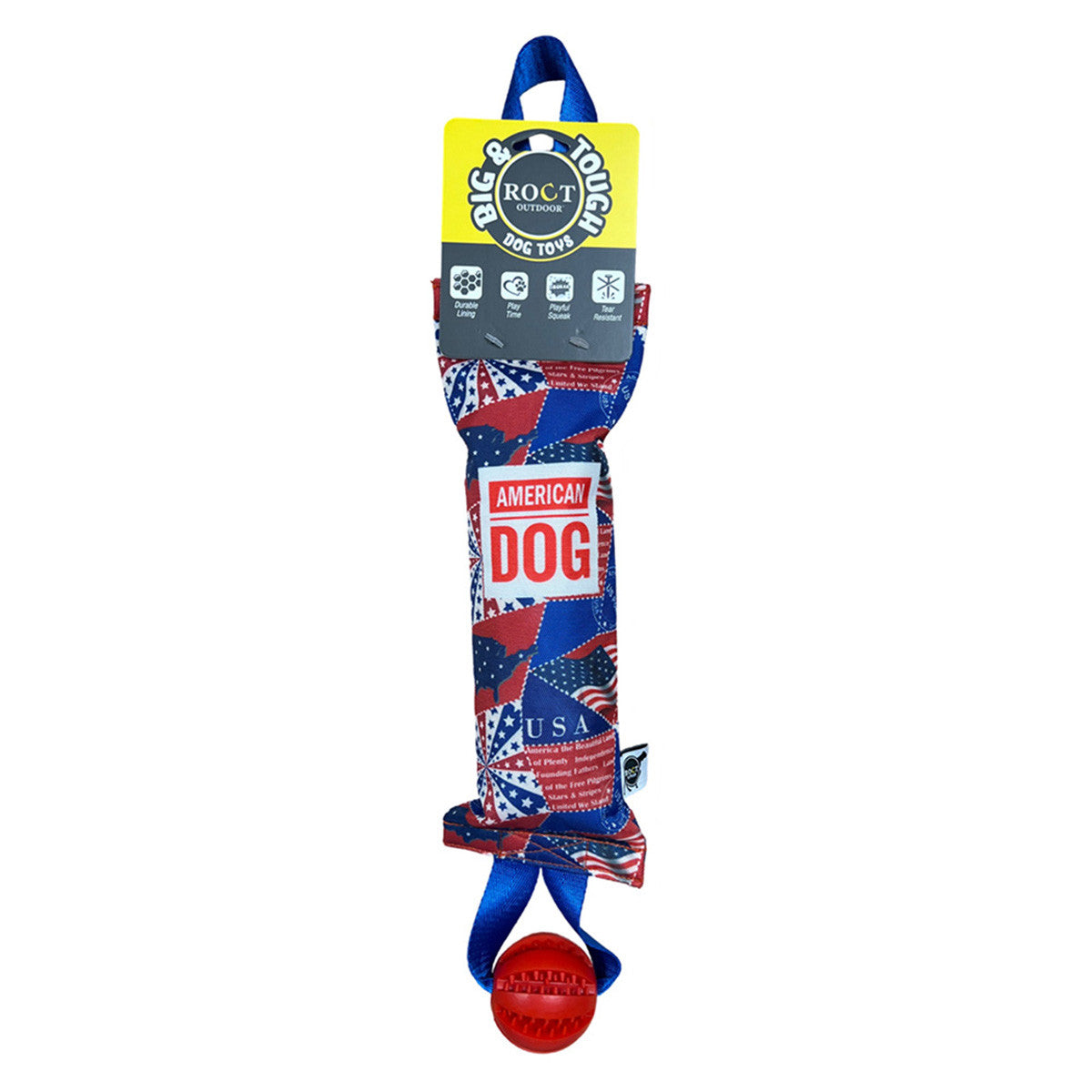 ROCT Water Bottle Ball Retriever Lined Dog Toy, American Dog Image