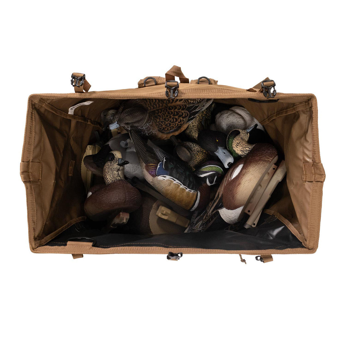 Top Opened Image of the Rig'Em Right Refuge Runner Decoy Bag.