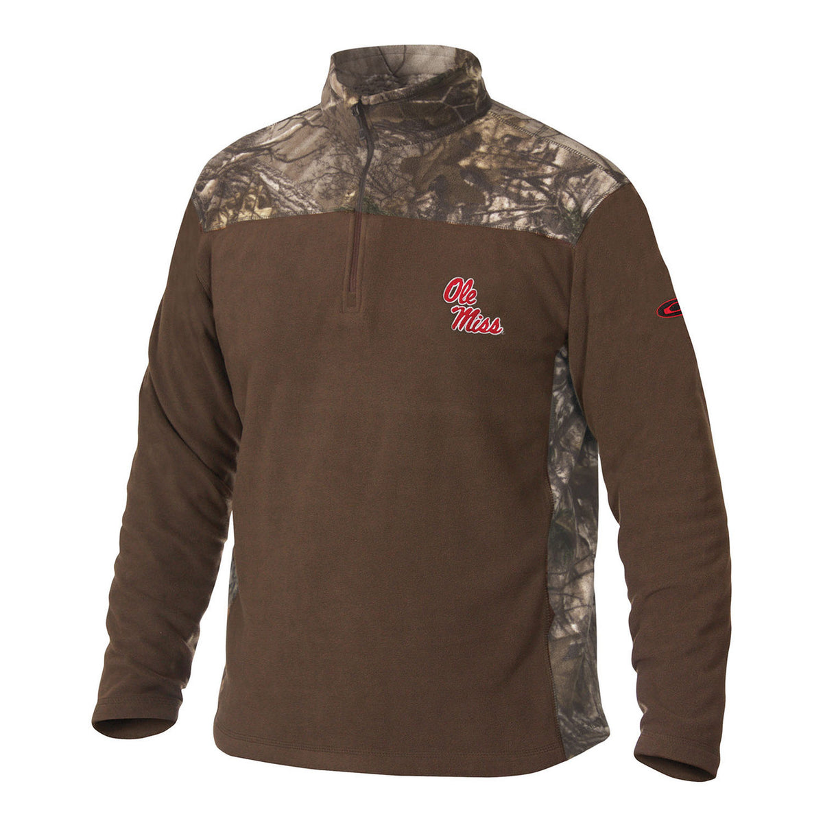 Ole Miss Camouflage Camp Fleece 1/4 Zip Pullover Image in Realtree Xtra