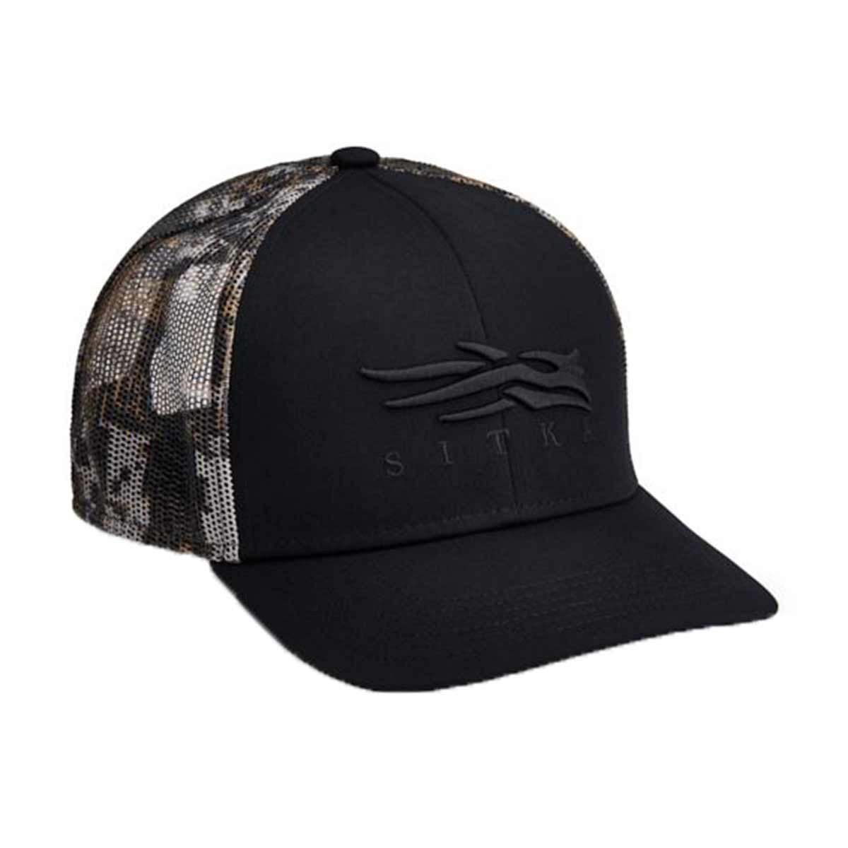 Sitka Icon Mid Pro Trucker Camo Hat Image in Sitka Black Elevated II Sitka Black-Elevated II
