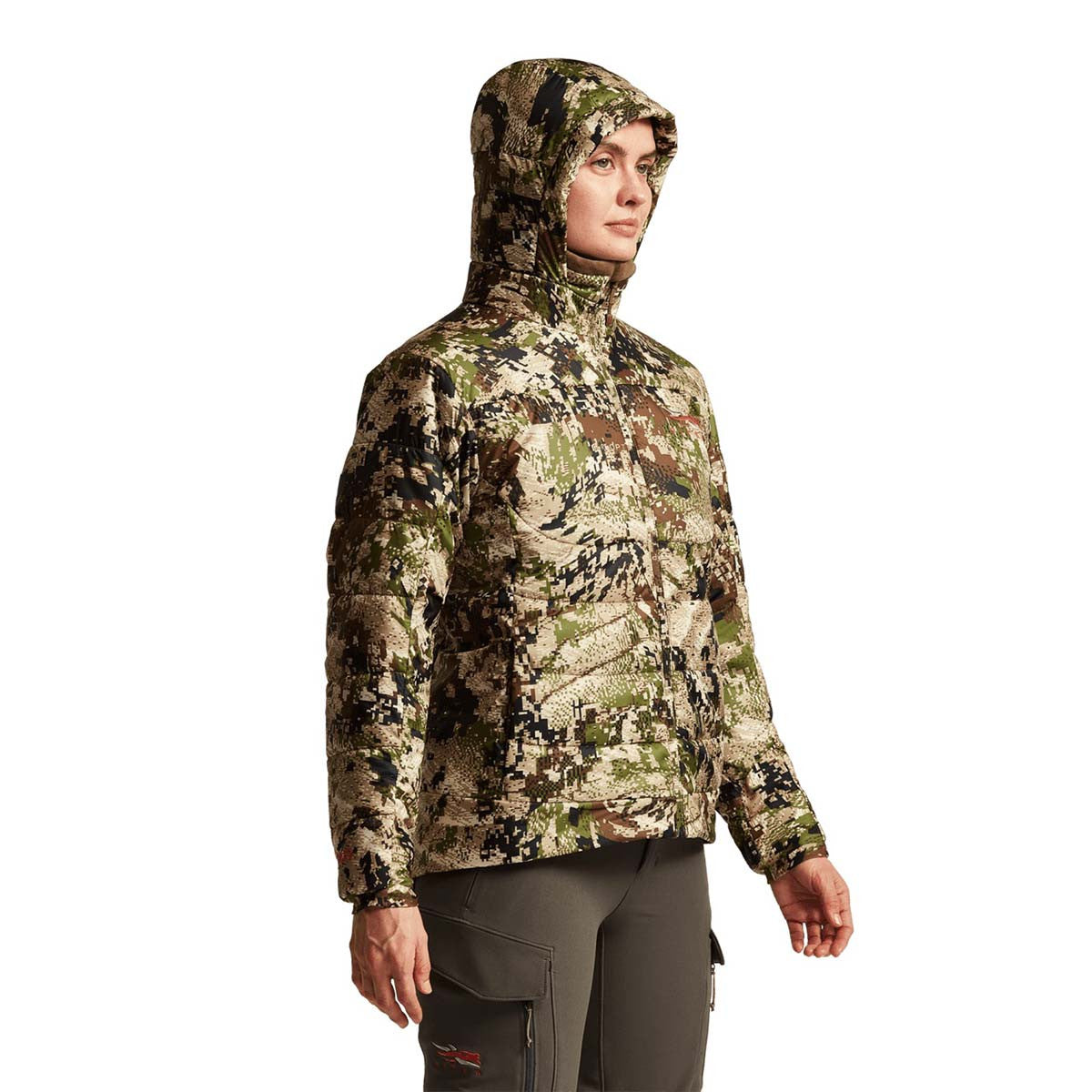 Sitka Women's Kelvin Windstopper Hoodie Angled Model Image in Subalpine