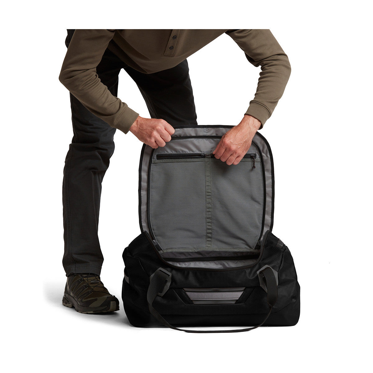 Sitka Drifter Duffel 50L Inside Image in Sitka Black