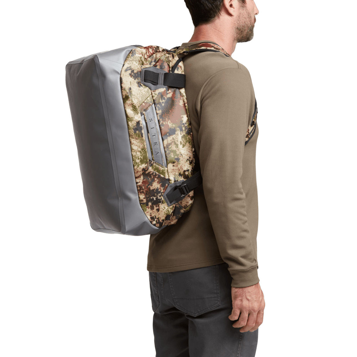 Sitka 50L Drifter Duffel Worn As Backpack Image.
