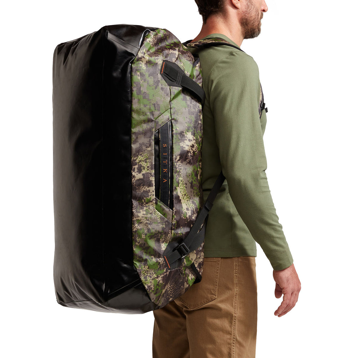Sitka Drifter Duffle 110L On Back Image