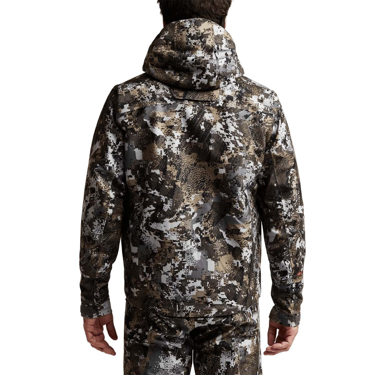Sitka Downpour Jacket, Optifade Elevated II Back Model Image
