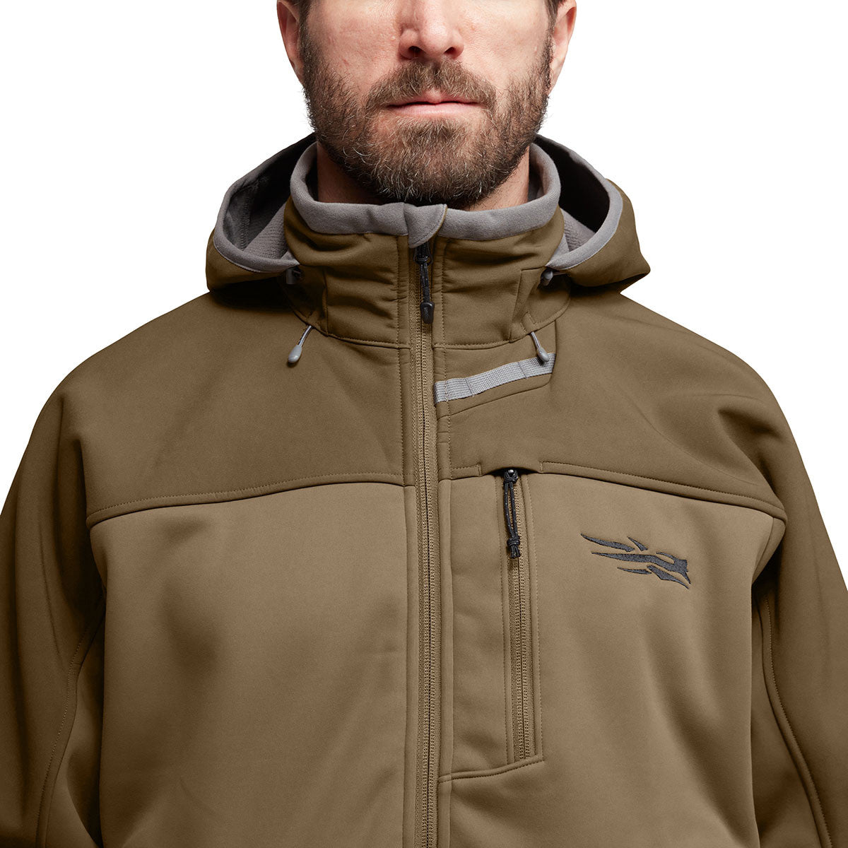 Sitka Dakota Hoodie Closeup Front Image in Coyote