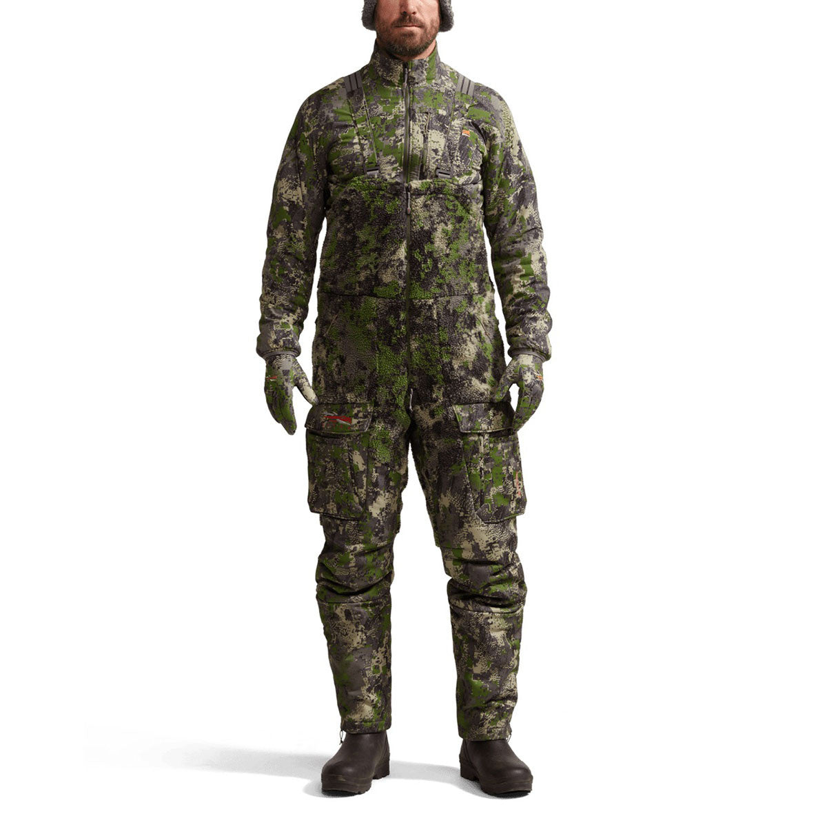 Sitka Fanatic Bib Front Model Image in Optifade Cover