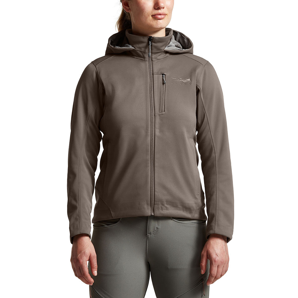 Sitka Women's Jetstream Jacket Front Model Image in Hawk