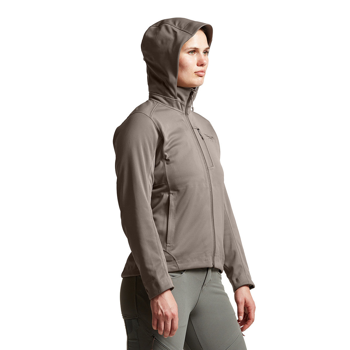Sitka Women's Jetstream Jacket Side Model Image in Hawk