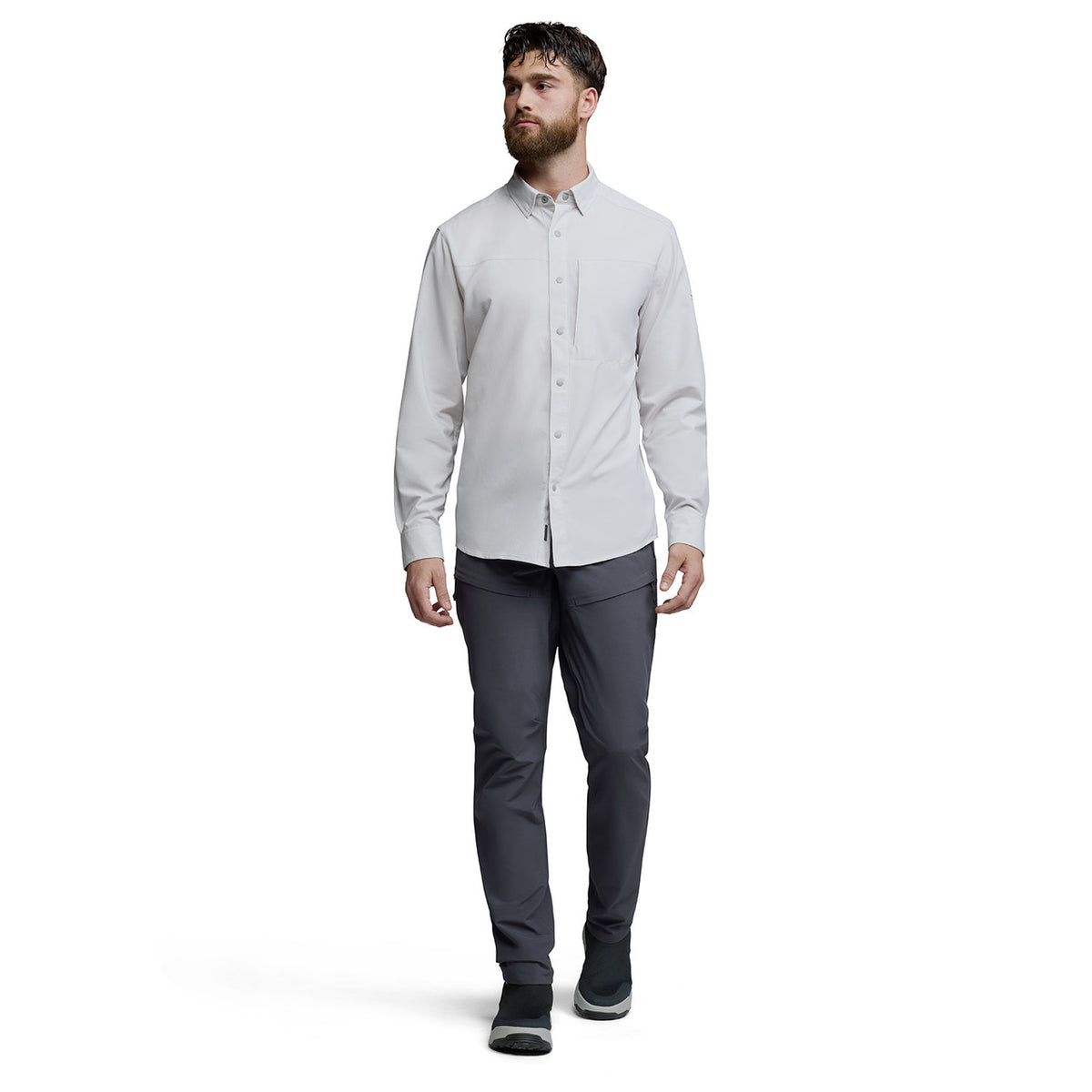 Front Model Image of the Sitka Guard Sun Long-Sleeve Shirt.