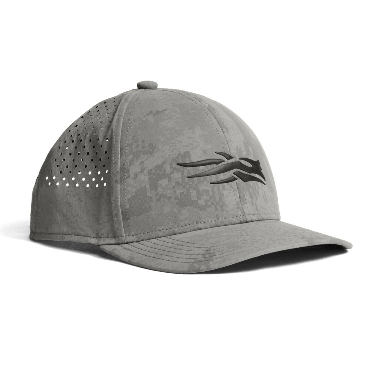 Sitka Icon Plus Mid Pro Trucker Hat Image in Woodsmoke Camo