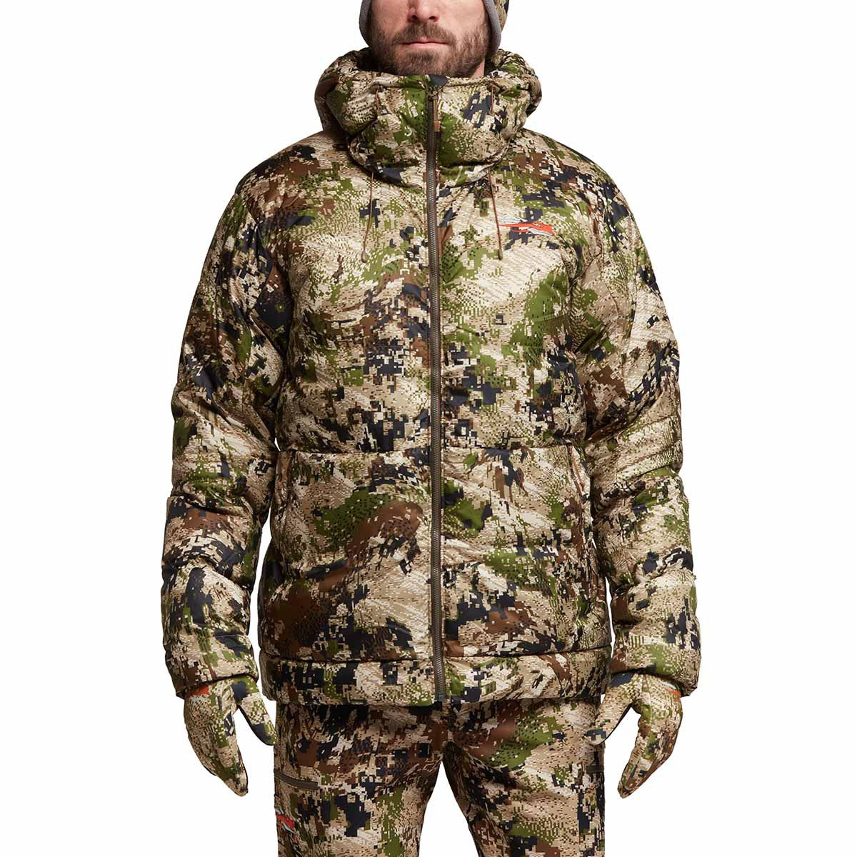 Sitka Kelvin HyperDown Jacket Front Model Image in Subalpine