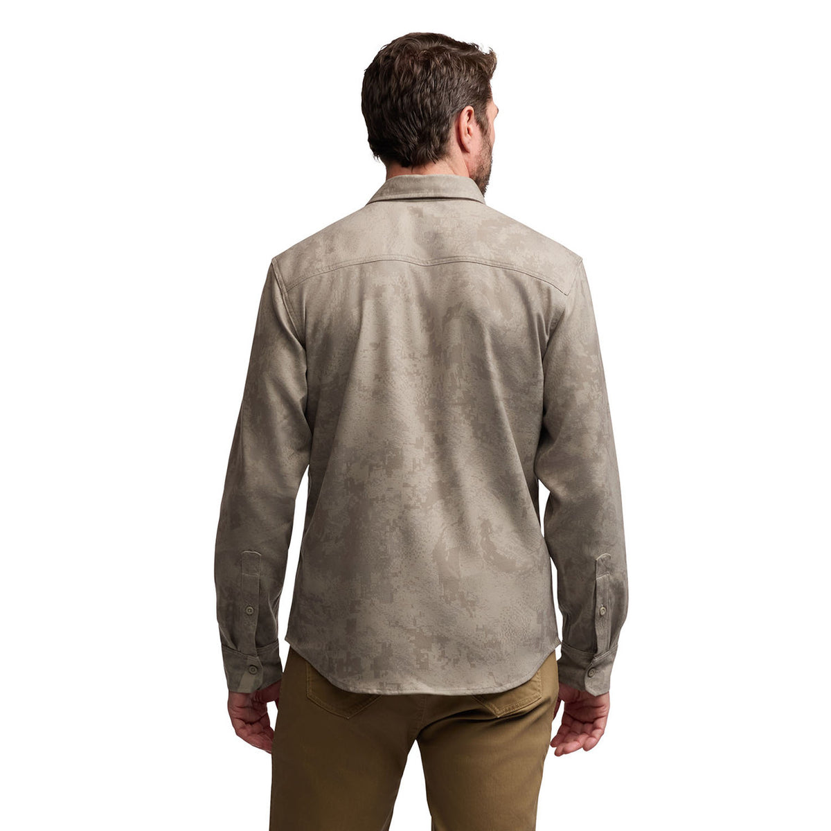 Sitka Bridger Camo Long-Sleeve Flannel Image in Back Model Image