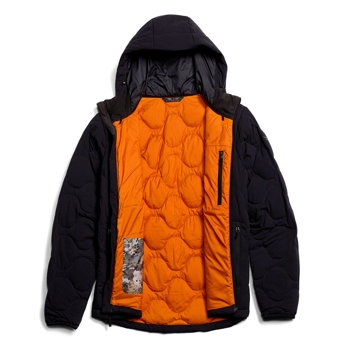 Sitka Ridgeland Hooded Jacket Open Front Image in Sitka Black