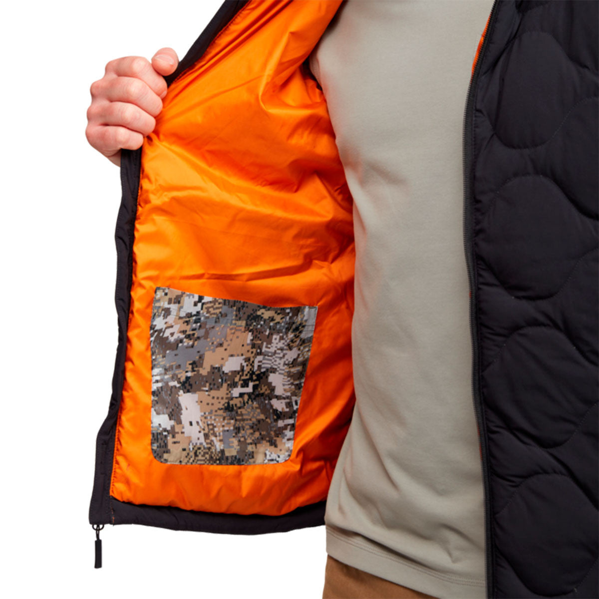 Sitka Ridgeland Hooded Jacket Inside Pocket Image in Sitka Black